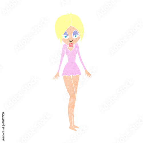 cartoon woman in short dress
