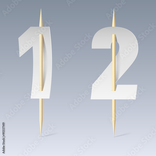 Paper font on toothpicks photo