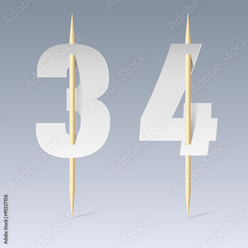 Paper font on toothpicks photo