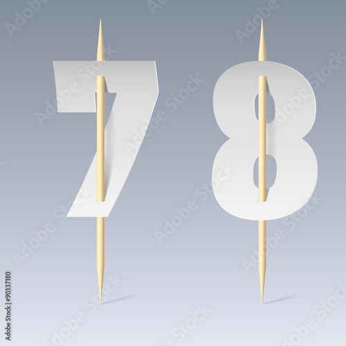 Paper font on toothpicks photo