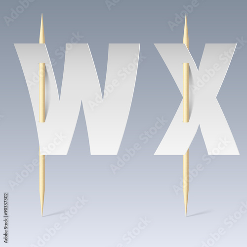 Paper font on toothpicks photo