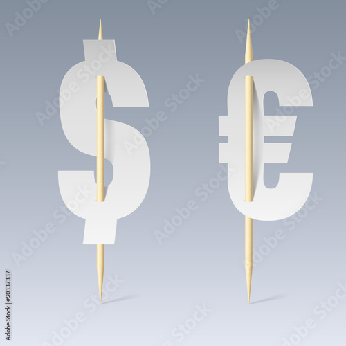 Paper font on toothpicks photo
