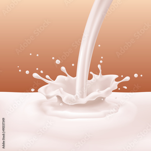 Yoghurt pouring with splashes