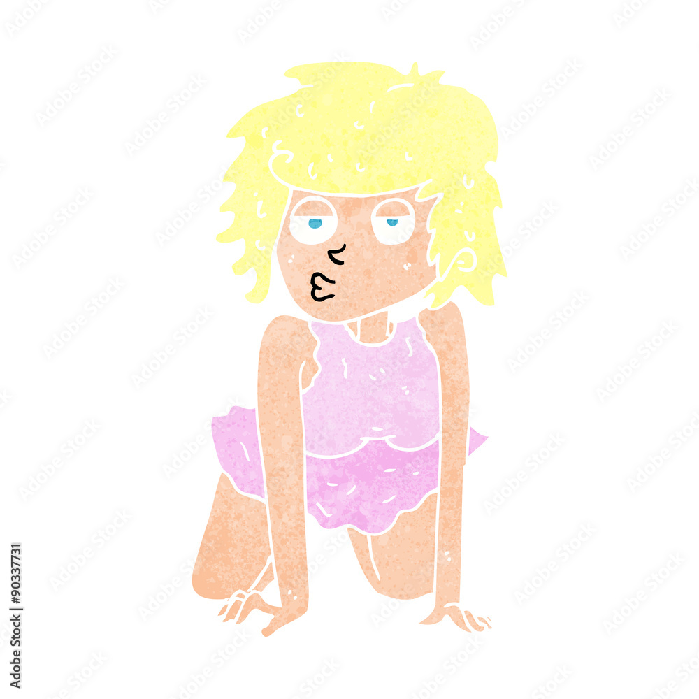 cartoon woman doing pin-up pose cartoon woman doing pin-up pose