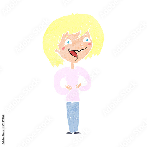 cartoon excited woman