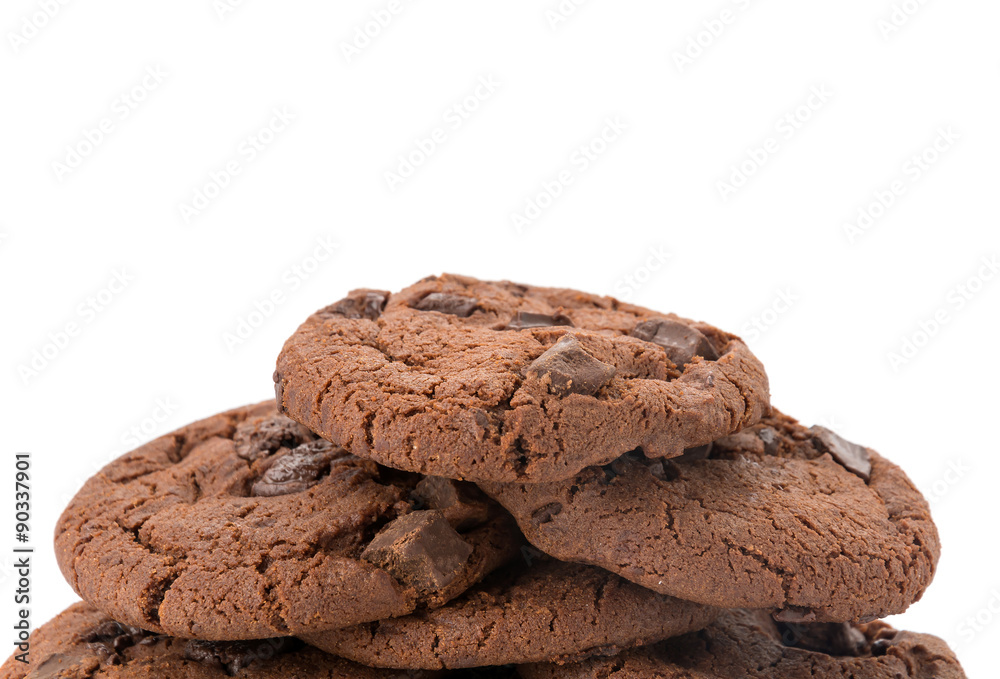 Fototapeta premium soft dark chocolate brownie cookies on white