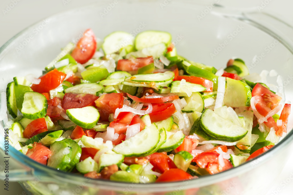 Summer salad fresh mix, cucumber & tomatoes