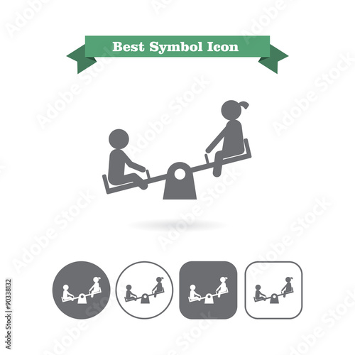 Children on seesaw