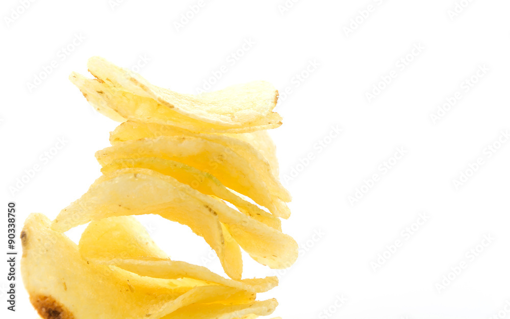potato chips on white background potato chips on white background