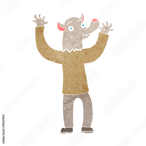 cartoon happy werewolf man