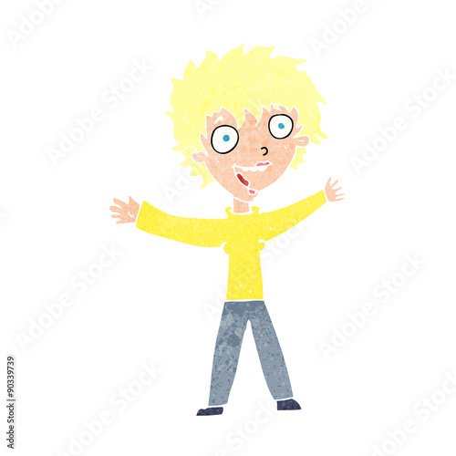 cartoon excited woman