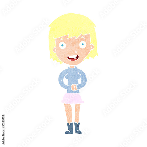 cartoon excited woman