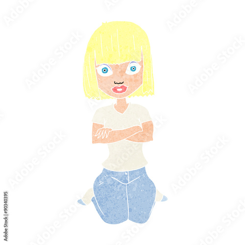 cartoon woman kneeling
