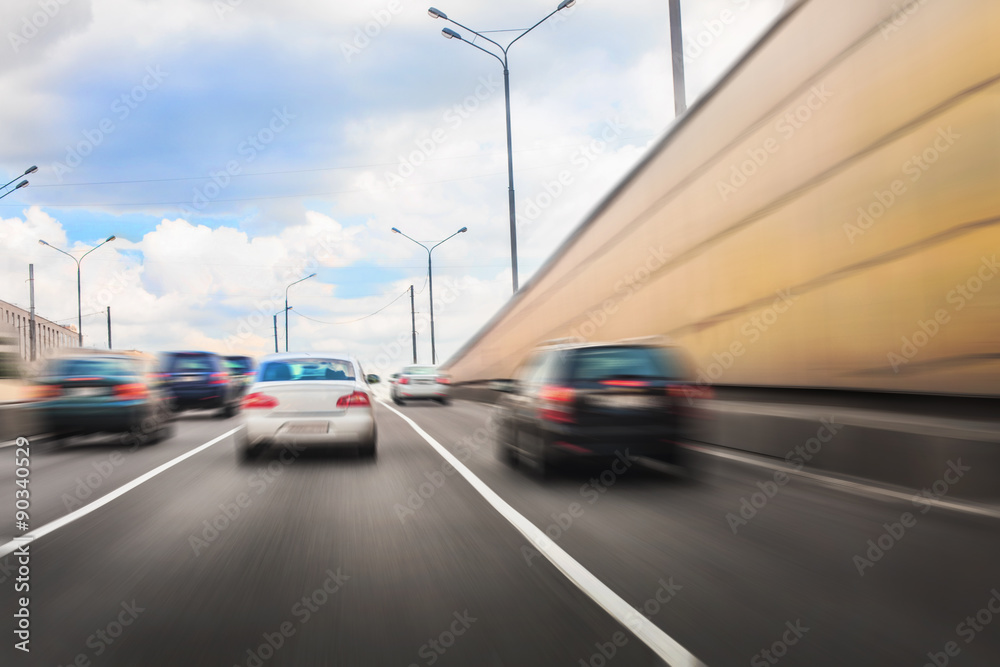 cars leaving tunnel in downtown