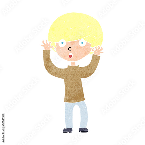 cartoon startled boy