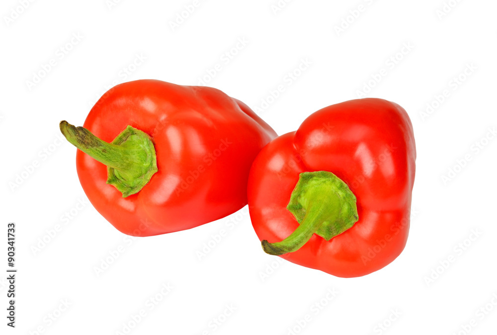 Fresh sweet red pepper, isolated on white background