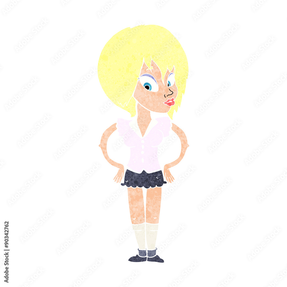 cartoon woman with hands on hips cartoon woman with hands on hips