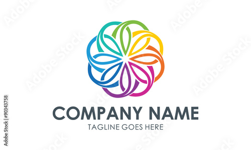 Colorful Floral Circle Logo Image Vector