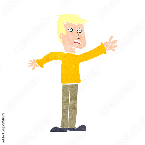 cartoon worried man reaching