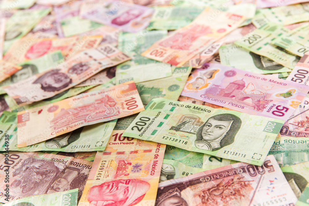Obraz premium Mexican money background / selective focus