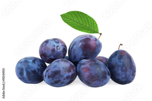 Plums with leaf