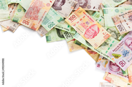 Mexican money isolated on white