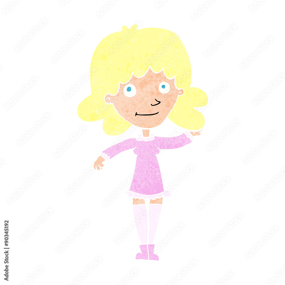 cartoon friendly woman waving cartoon friendly woman waving