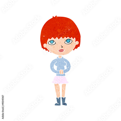 cartoon woman waiting patiently