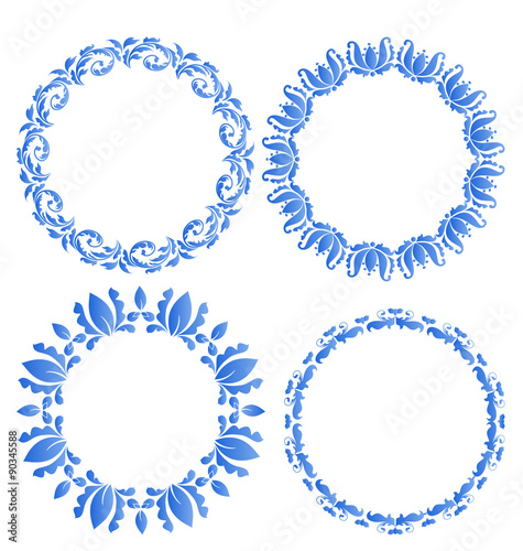 Set floral ornate round frames for your design of celebration po