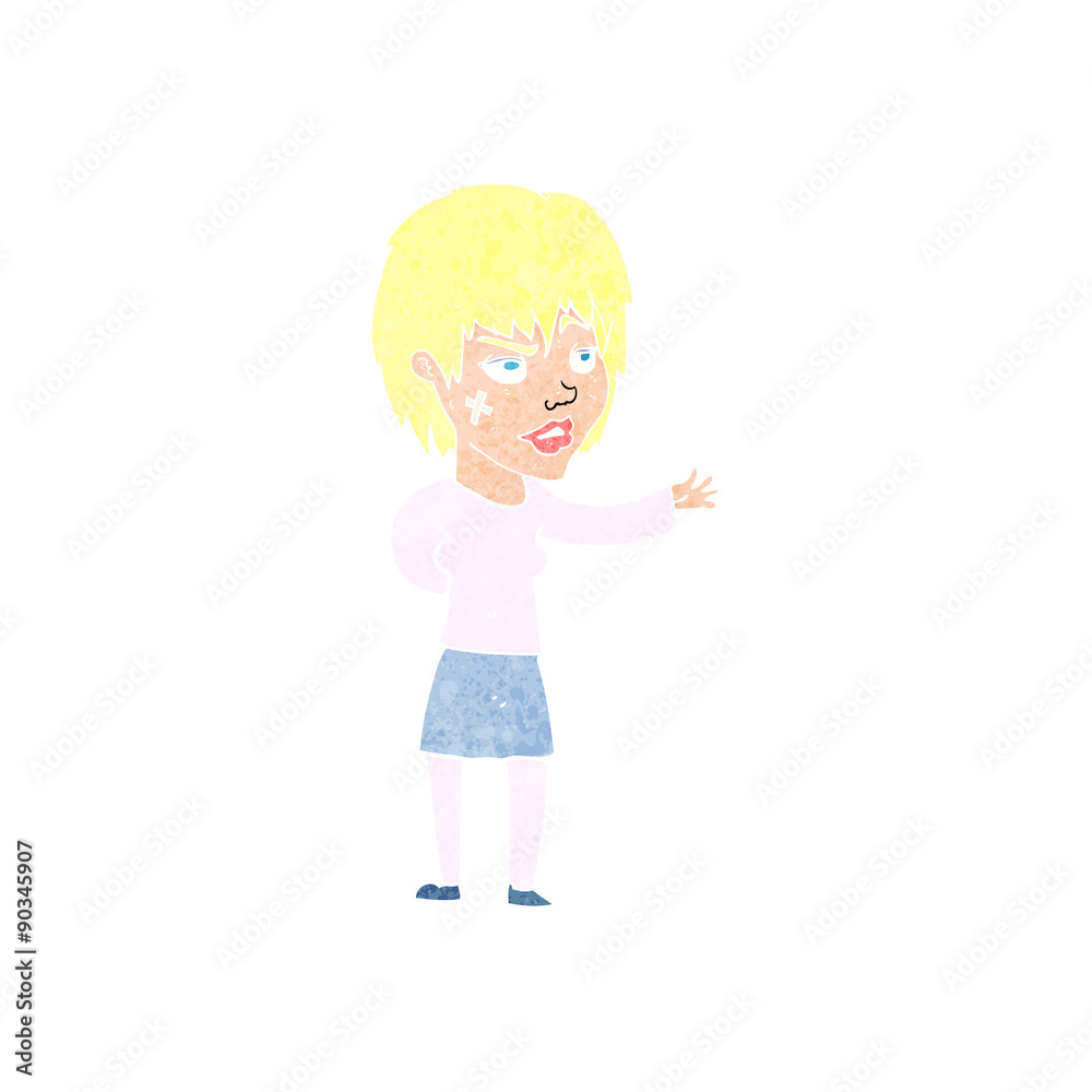 cartoon woman with sticking plaster on face cartoon woman with sticking plaster on face