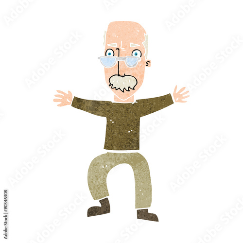 cartoon old man waving arms