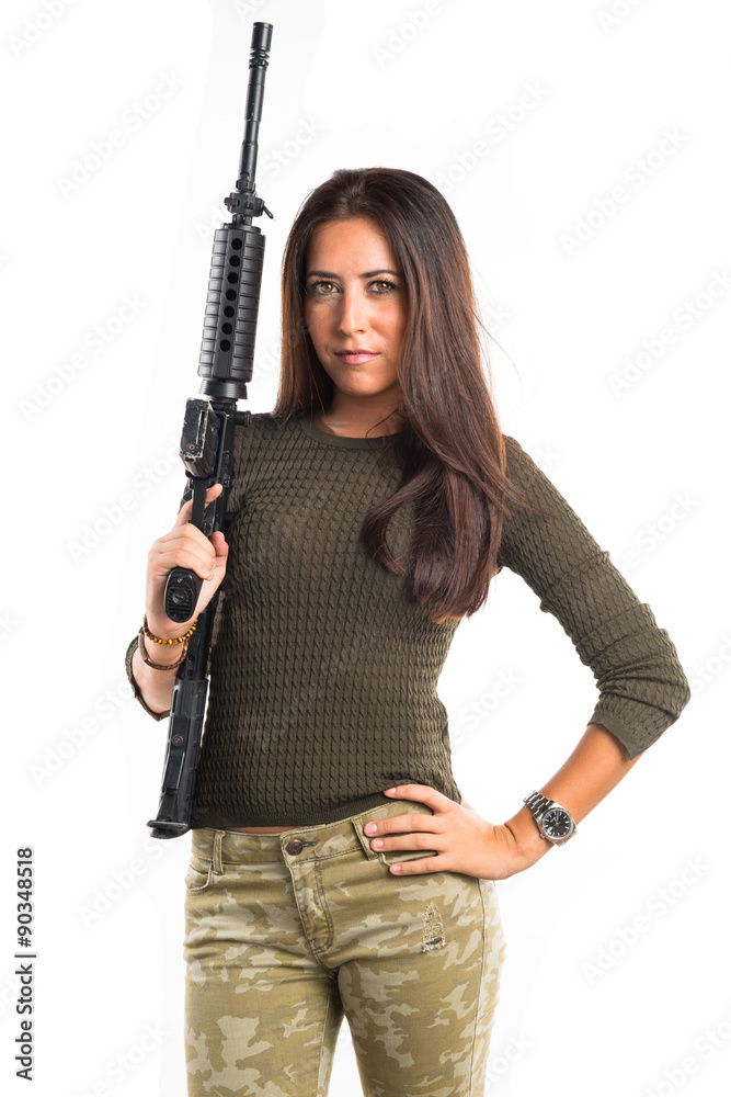 Woman holding a rifle