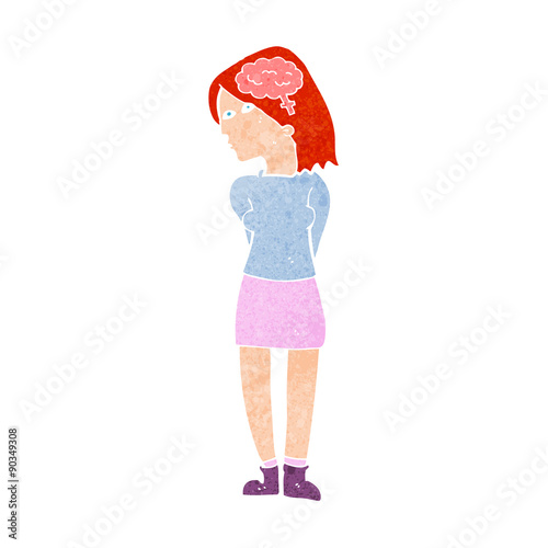 cartoon brainy woman
