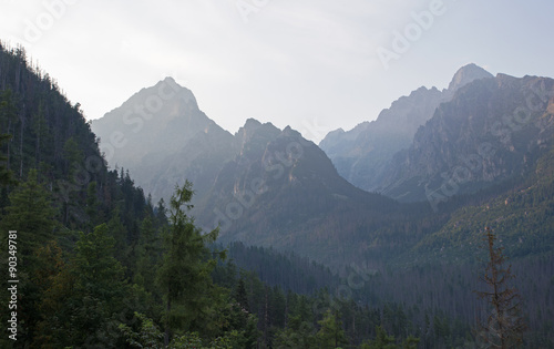 High Tatras - Lomnicky peak and Prostedny hrot peak from Hrebienok 