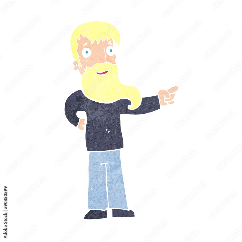 cartoon man with beard pointing cartoon man with beard pointing