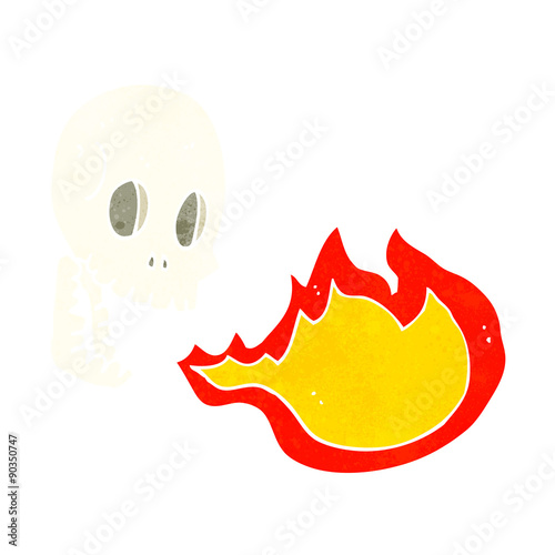 cartoon fire breathing skull