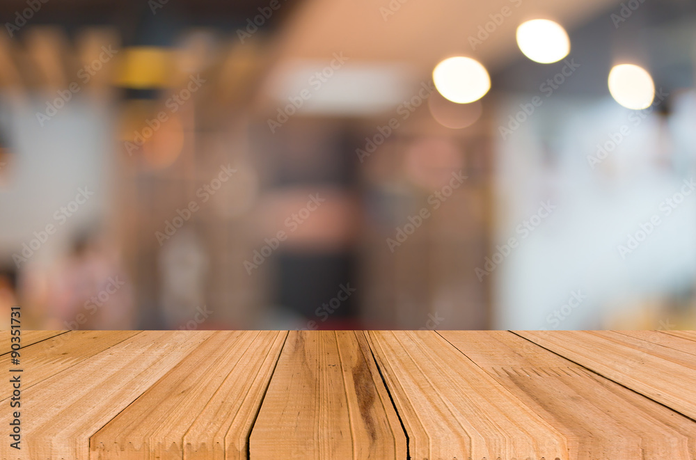 Selected focus empty brown wooden table and Coffee shop blur bac Selected focus empty brown wooden table and Coffee shop blur bac