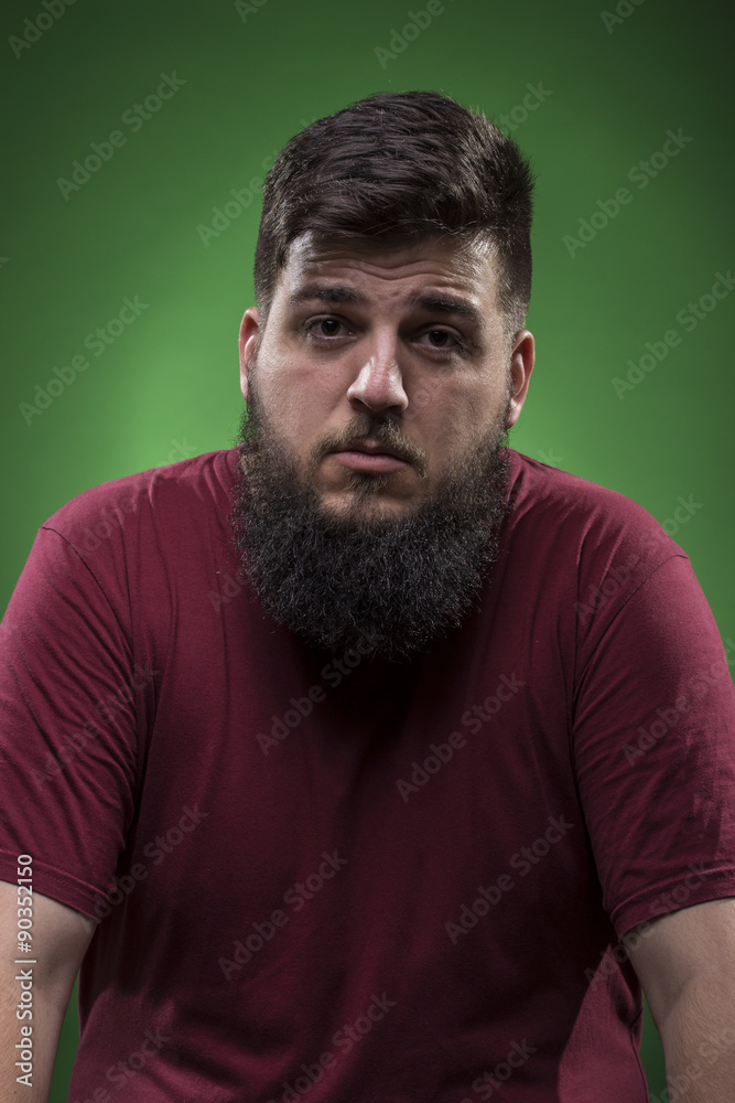 Obraz premium Worried, men portrait, on green screen.