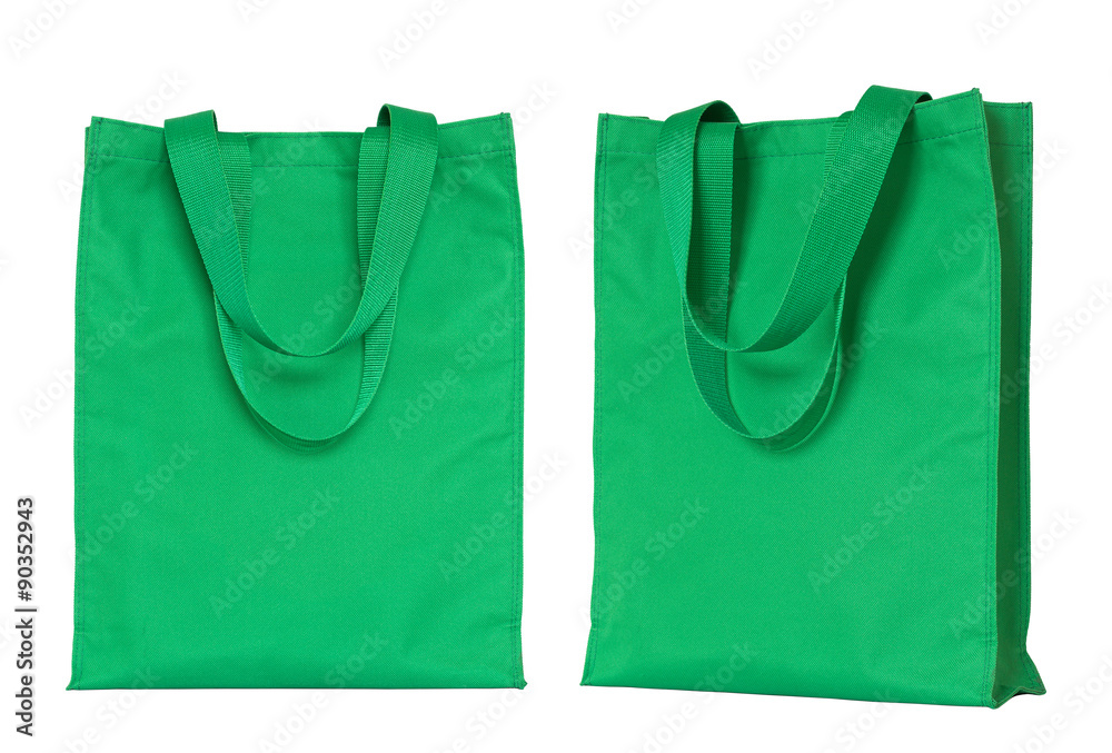 green shopping bag isolated on white