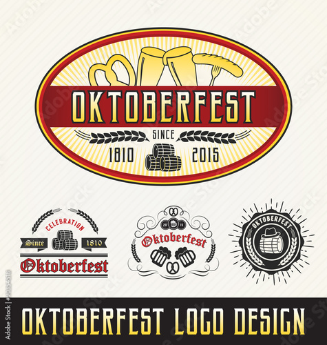 Oktoberfest celebration logo sets. beer and beverage labels design. Vector illustration