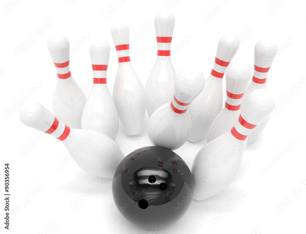 Bowling ball and skittles isolated Bowling ball and skittles isolated