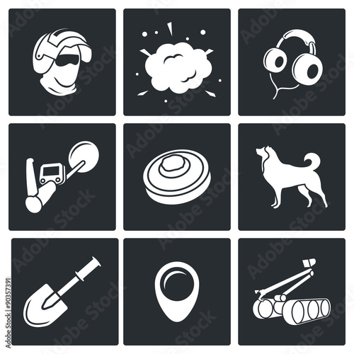 Demolitions, sapper icons. Vector Illustration. photo