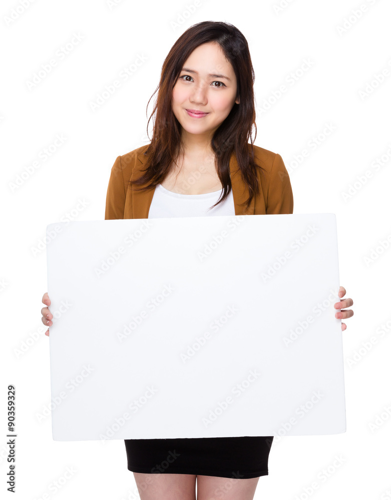 Asian businesswoman show with the white board Asian businesswoman show with the white board