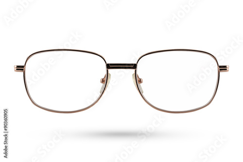 Fashion glasses style metal-framed isolated on white background.