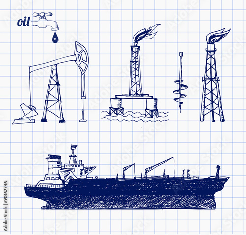Sketches of oil objects photo