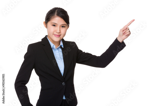 Asian businesswoman showing finger up