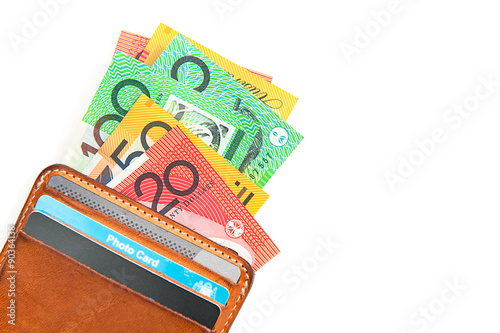 Australian currency, coins, bank notes background