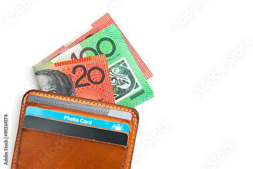 Australian currency, coins, bank notes background