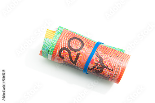 Australian currency, coins, bank notes background