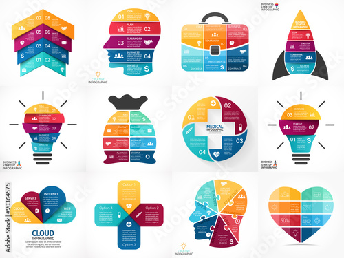 Creative vector arrows infographics, diagrams, graphs, charts. 3